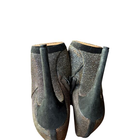 Brian Atwood Fruitera Iridescent Glitter Ankle Strap Stiletto Booties - 6.5 - Picture 9 of 14